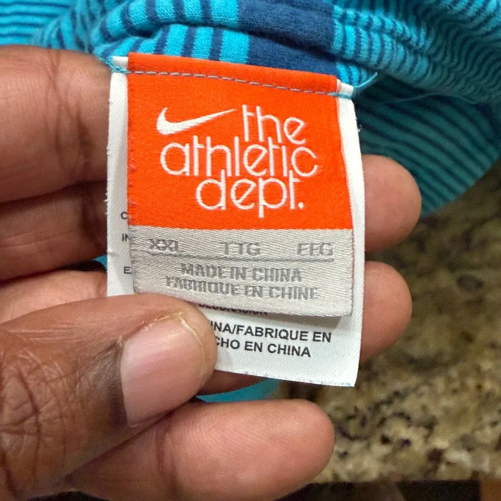 Nike Athletic Dept Reversible Full Zip Hoodie Blue Striped‎ Womens XXL Turquoise